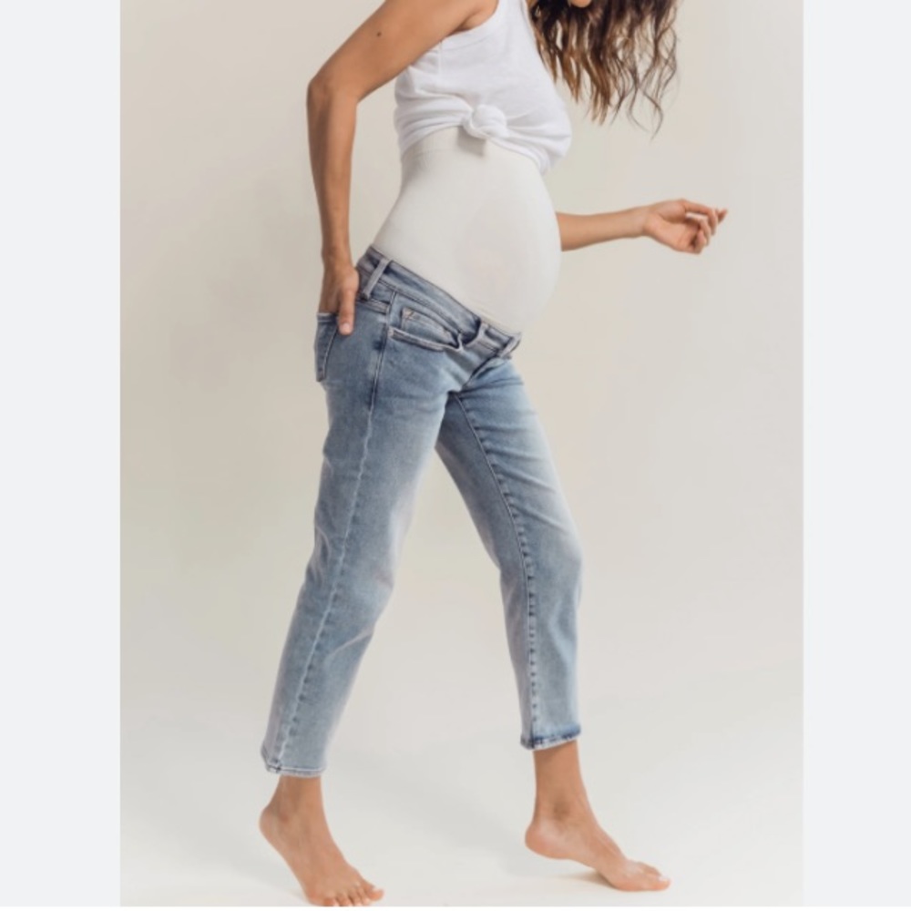 BLANQI Maternity Belly Support Straight Crop Jeans